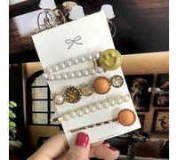Juego De Pinzas Para El Cabello De Cristal Perla, Pasadores Para El Cabello Con Sonrisa Dulce Para Mujeres Y Niñas, Horquillas De Aleación De Oro Para El Cabello, Accesorios De Clip Lateral
