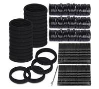 Juego de pinzas para el pelo, colección de color negro con coleteros de tela suave y estuche de almacenamiento para uso diario, paquete de pinzas para el pelo unisex