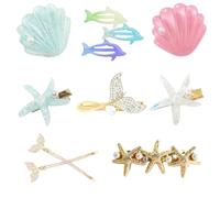Juego de pinzas para el pelo de estrella de mar con perlas de concha para mujeres y niñas, pinzas de pelo de cocodrilo de princesa, accesorios para el cabello para mujer, para bodas, fiestas y estilo