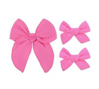 Juego de pinzas para el pelo de fábula de 5 pulgadas con 2 pinzas de pelo de 3 pulgadas para niñas, accesorios para el cabello hechos a mano de lino y algodón mate para niños pequeños y niños (rosa