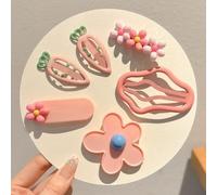 Juego de pinzas para el pelo para niños con patrones de flores y nubes, construcción de aleación de latón con reflejos acrílicos (rosa)