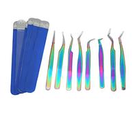 Juego de pinzas para extensión de pestañas, 8 Uds., acero inoxidable, alta dureza, diseño ergonómico, pinzas para pestañas