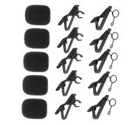 Juego de Pinzas para Micrófono 18 Piezas con Clips y Espumas | Negro, Hierro y Sponge, 6 Pinzas para Cable, 6 Cubiertas, 6 Anillos Circulares