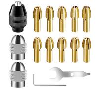 Juego de pinzas para portabrocas de taladro, kit de 15 tuercas de pinza de 1/32 a 1/8 pulgadas de repuesto 4486, con juego de herramientas de repuesto de latón 4485 de cambio rápido