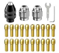 Juego de pinzas para portabrocas de taladro, kit de tuercas de pinza de 15 piezas/25 piezas, 0.8-3.2 mm de repuesto sin llave, herramienta giratoria de portabrocas 4486, accesorio compatible con