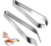 Juego de pinzas profesionales de acero inoxidable y alicates inclinados, 2 piezas para cocinar truchas de salmón, removedor de huesos de pescado de cocina