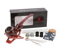 Juego de pipa de tabaco de estilo vintage con herramientas de limpieza y accesorios | Pipa de tabaco de baquelita y metal, tubo de filtro de madera sintética, soporte de tubería, manipulador