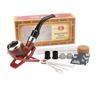 Juego de pipa de tabaco de estilo vintage con herramientas de limpieza y accesorios | Pipa de tabaco de baquelita y metal, tubo de filtro de madera sintética, soporte de tubería, manipulador