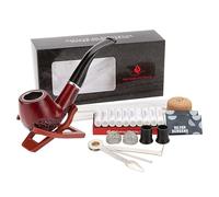 Juego de pipa de tabaco de estilo vintage con herramientas de limpieza y accesorios | Pipa de tabaco de baquelita y metal, tubo de filtro de madera sintética, soporte de tubería, manipulador