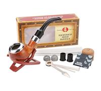 Juego de pipa de tabaco de estilo vintage con herramientas de limpieza y accesorios | Pipa de tabaco de baquelita y metal, tubo de filtro de madera sintética, soporte de tubería, manipulador