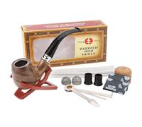 Juego de pipa de tabaco de estilo vintage con herramientas de limpieza y accesorios | Pipa de tabaco de baquelita y metal, tubo de filtro de madera sintética, soporte de tubería, manipulador