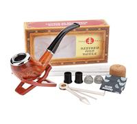 Juego de pipa de tabaco de estilo vintage con herramientas de limpieza y accesorios | Pipa de tabaco de baquelita y metal, tubo de filtro de madera sintética, soporte de tubería, manipulador