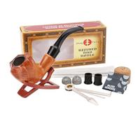 Juego de pipa de tabaco de estilo vintage con herramientas de limpieza y accesorios | Pipa de tabaco de baquelita y metal, tubo de filtro de madera sintética, soporte de tubería, manipulador