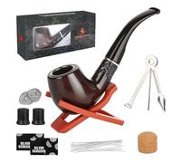 Juego de pipas de madera, juego de pipas de tabaco para principiantes, juego de pipa de tabaco, pipa de madera premium con soporte plegable, limpiador de pipa de tabaco, filtro de pipa, raspador de
