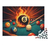 Juego de Piscina de Bola de Fuego Rompecabezas 1000 Piezas Arte de Billar de Fuego Cartón para Adultos Regalo Navidad para Entretenimiento Oferta 52x38cm/1000pcs