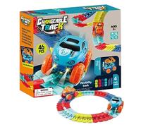 Juego De Pista De Carreras Para Niños - Vehículo Interactivo con Luz LED,Juguete De Pista De Vehículos DIY | Para Niños y Niñas, Uso en Hogar, Actividad Familiar, Regalo de Fiesta, Jardín de Infancia,