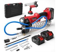 Juego de pistola de engrase con batería, 12000 psi, prensa de engrase eléctrica con 2 pilas de 4 Ah y cargador, capacidad de extracción de 5,3 oz/min, manguera e iluminación LED, desarrollada para