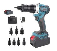 Juego de pistola for remachar tuercas inalámbrica, pistola tuercas de remachado automática portátil, (batería de 26 V 5,2 AH) kit herramientas pistola， con cabezal M3 M4 M5 M6 M8 M10 M12(2)