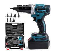 Juego de pistola para tuercas de remaches eléctrica inalámbrica, remachadora automática con batería de 5,2 Ah y modo de memoria, herramienta de remachado ciego portátil para M3-M12