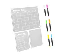 Juego de pizarrón acrílico altamente visible para nevera de cocina, 3 mm | Construcción segura y fuerte para actividades familiares y infantiles, programación diaria, notas y configuración
