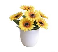 Juego de plantas artificiales con vegetación realista para decoración de mesa de comedor, flores falsas de bajo mantenimiento, 16 x 20 cm (girasol)
