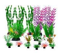 Juego de plantas artificiales para acuario, decoración subacuática de plástico, para peceras, accesorios, decoración de reptiles, tanques betta de plástico, 20 unidades, separadores acuáticos,