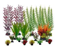 Juego de plantas artificiales para acuario, decoración subacuática de plástico para peces, accesorios acuáticos, juanetes falsos y reptiles, reptiles, plástico artificial y artificio