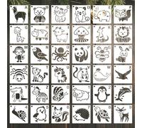 Juego de Plantillas de Animales, 36 Pezzi di 4 Pollici di Plastica Pittura Stencils, Stencil di Pittura Fatti a Mano, Set di Stencil per Pittura Murale, per Scrapbooking, Bianco
