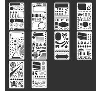 Juego de plantillas de arte PET con recortes intrincados, plantillas de diario de arte para estudiantes, plantilla de borde de diario de creación