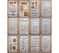 Juego de plantillas de bala, planificador de diario, 12 unidades para cuaderno A5 y la mayoría de los diarios, incluye plantilla de letras, plantillas de números, plantillas de dibujo, iconos,