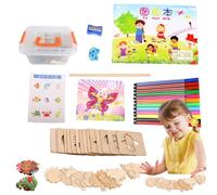 Juego de plantillas de dibujo, juego de arte de plantillas para niños - Plantillas artísticas de madera reutilizables para pintar,Hollow Pattern Board Art Supplies Graffiti School Projects