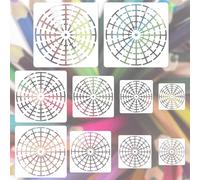 Juego de plantillas de mandala de 10 piezas, herramientas de punción de mandala, 12/16 segmentos, 3/4/5/6/8 pulgadas, reutilizables, mandala piedra, herramientas para pintar piedras, madera, proyectos