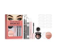 Juego de plantillas de sellos para cejas, kits de tríos con lápiz impermeable, pomada, pincel, plantillas para cejas, kit de modelado