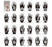 Juego de plantillas de tatuaje de henna, 12 pares de plantillas de tatuaje reutilizables para mano y cuerpo, personalización y amigable con la piel, diseño de pintura corporal diaria, para festivales