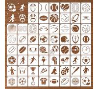 Juego de plantillas deportivas de 60 unidades, plantillas de pelota para pintar, plantillas de pintura reutilizables, plantillas de PET para el tema de deportes para madera, tela y libros de colorear