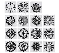 Juego de plantillas multifuncionales de dibujo de flores para adultos y niños, proyectos de arte, plantillas de PET seguras, varios patrones, plantilla de dibujo de mandalas