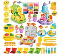 Juego de plastilina Dough 3 en 1 para niños, accesorios de cocina de | Kitchen Creations - Juego de 12 latas de plastilina para helados, pasta, hamburguesas, herramientas para amasar