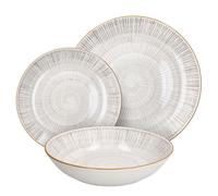 Juego De Platos 18 Piezas Modelo Virtuo Beige Porcelana Tognana