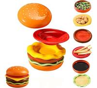Juego de Platos Apilables Para Hamburguesas, Miniplatos de 6 Capas con Forma, Lindos Tazones y Platos Para Hamburguesas de Resina Para Salsa, Lindo Juego de Platos de Postre
