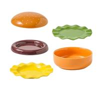 Juego de platos apilables para hamburguesas - Vajilla divertida de cerámica | Lindos tazones para hamburguesas | Animadores de cenas de fiesta: platos de postre apilables y pequeños tazones de cereale