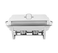 Juego de platos de acero inoxidable, calentador de alimentos de 3 rejillas de 2,5 L, para catering, bufé y fiestas, incluye recipiente de pasta de combustible para calentar sin esfuerzo