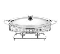 Juego de platos de acero inoxidable de 3 L con bandeja de agua, soporte de combustible y tapa para fiestas, bodas y eventos