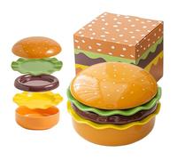 Juego De Platos De Hamburguesa De Cerámica 2026, Platos Apilables De Hamburguesa De Novedad Con Tazón, Plato De Saucera Y Tapa, Diseño De Hamburguesa, Platos De Postre Y Tazones Para Bocadillos De Est