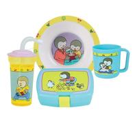 Juego de platos hondo, taza, vaso con pajita y 1 caja de merienda para niños Fun House T'Choupi TU