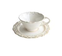 Juego De Platos Vajilla De Porcelana Plato de cena cerámica estilo palacio con relieve vintage, vajilla cocina occidental, juego plato for sopa(200ml Cup and dish)