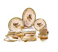 Juego De Platos Vajilla De Porcelana Platos for fiestas Vajilla Cerámica Hogar Invitados fina de porcelana Navidad lujo Juegos platos Juego completo(56pcs)