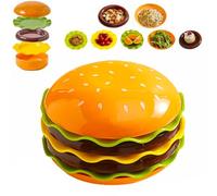 Juego de platos y tazones para hamburguesas de 7 piezas, juego de vajilla apilable para hamburguesas con tazón, plato y tapa, lindos platos de postre y tazones para bocadillos con juegos de tapas