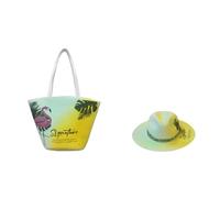Juego de playa de verano: bolsa de paja y sombrero de sol de poliéster, ropa de centro turístico costero, colores vibrantes de verano, ligero y ajustable, 5 A
