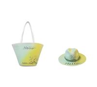 Juego de playa de verano: bolsa de paja y sombrero de sol de poliéster, ropa de centro turístico costero, colores vibrantes de verano, ligero y ajustable, 13 A
