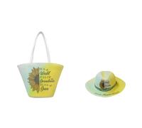 Juego de playa de verano: bolsa de paja y sombrero de sol de poliéster, ropa de centro turístico costero, colores vibrantes de verano, ligero y ajustable, 12 A